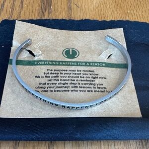 Everything happens for a reason silver mantra band bracelet
